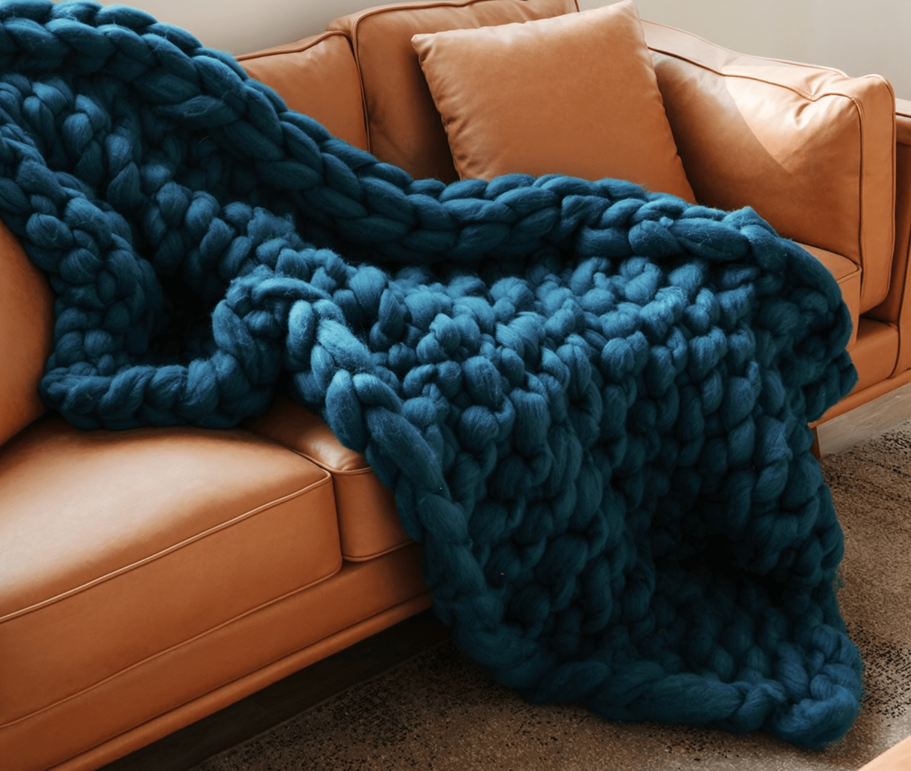 Plaid Grosse Maille Bleu Canard | Univers Plaid
