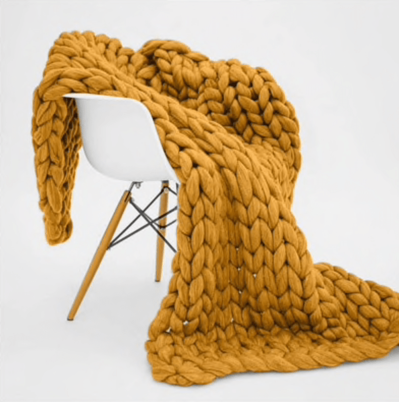 Plaid Grosse Maille Moutarde | Univers Plaid