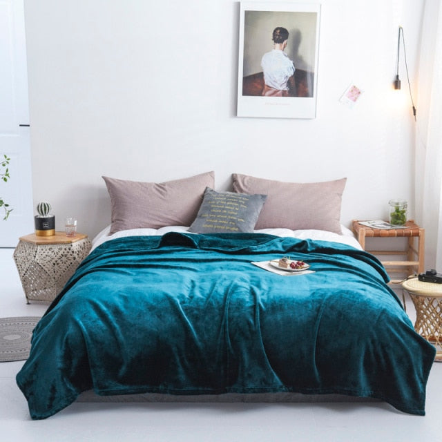Plaid Polaire Luxueux Bleu Canard | Univers Plaid