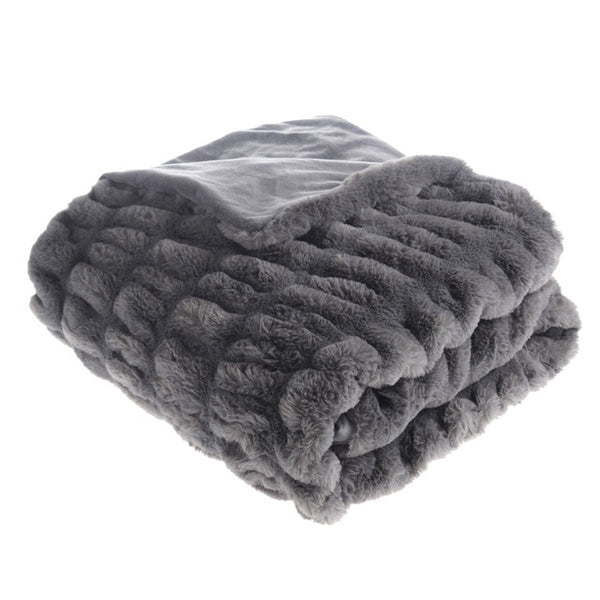 Plaid Fausse Fourrure Gris | Univers Plaid